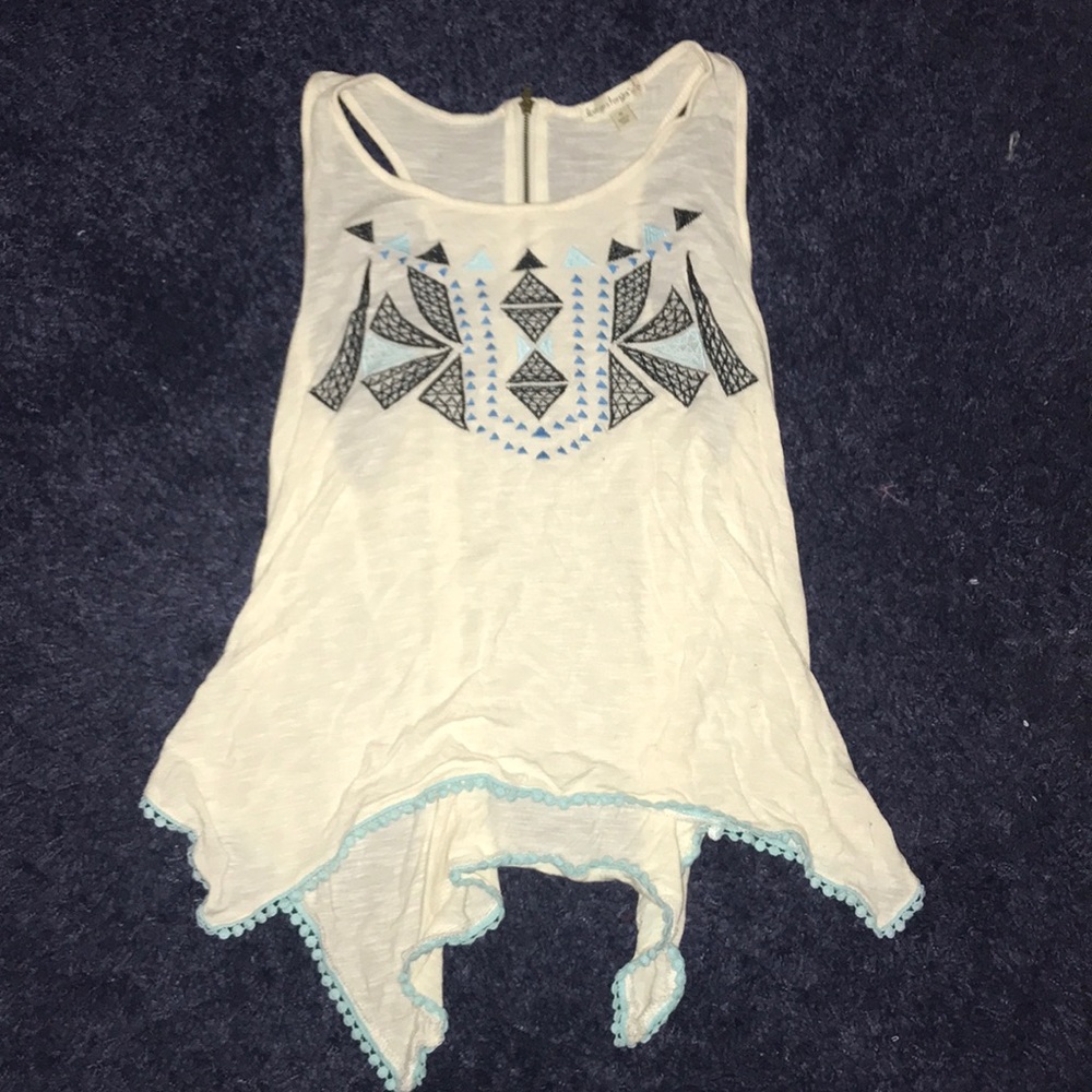 Blue & Black Embroidered Tank